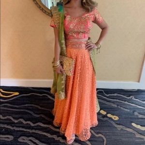 Lehenga Choli XS Indian Pakistani Coral